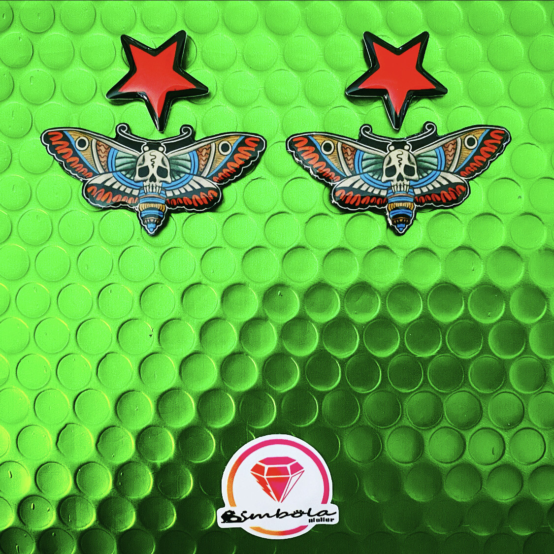 Pendientes polilla moth earrings tattoo old school earrings mariposa EXCLUSIVE DESIGN ENTE SHOP