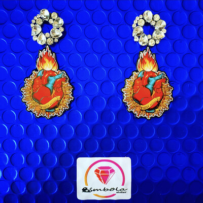PENDIENTES CORAZÓN HEART EARRINGS ONE LOVE TATTOO HANDMADE EXCLUSIVE DESIGN ENTE SHOP corazón san Valentín 