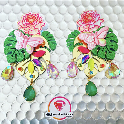 PENDIENTES FLORES PENDIENTES MARIPOSA PENDIENTES MONSTERA PENDIENTES TROPICALES VERANO ROSAS