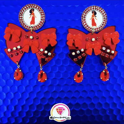 Pendientes Muñeca doll earrings pendientes barb pendientes princesa barbi lazos metacrilato Yasmina