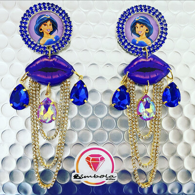 Pendientes Yasmine earrings pendientes labios strass perlas pendientes princesa Jasmine