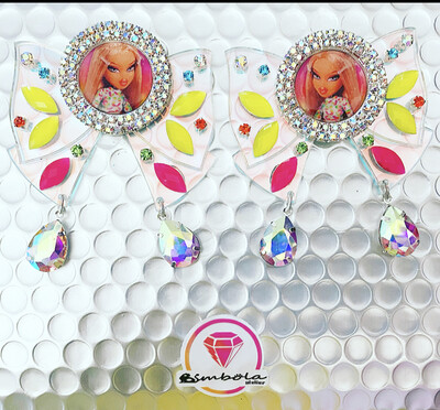 Pendientes Muñeca doll earrings pendientes barb pendientes princesa barbi lazos metacrilato Yasmina Brat