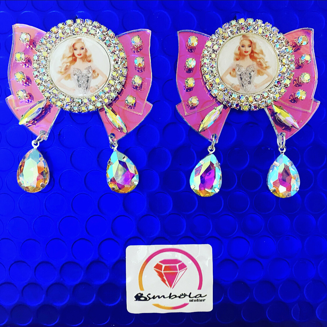 Pendientes Muñeca doll earrings pendientes barb pendientes princesa barbi lazos metacrilato Yasmina