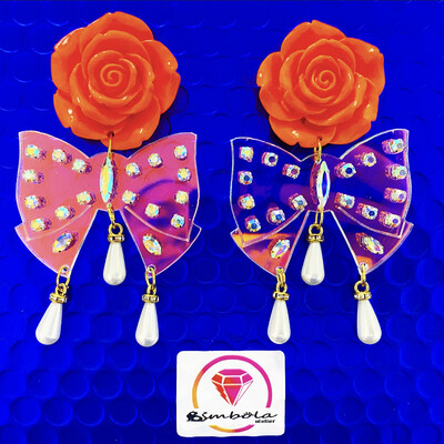 Pendientes flores strass perlas pendientes princesa pendientes lazos rosas