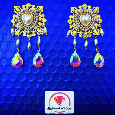 Pendientes gitana gipsy earrings pendientes etnicos pendientes strass perlas pendientes princesa 