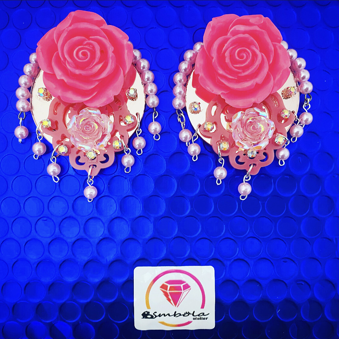 PENDIENTES FLAMENCOS PENDIENTES PEDRERÍA PENDIENTES FLORES FLAMENCO EARRINGS PERLAS METACRILATO ROSAS