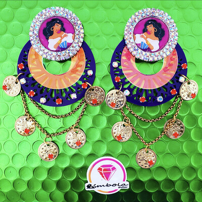 Pendientes gitana gipsy earrings pendientes etnicos pendientes strass perlas pendientes princesa Esmeralda monedas