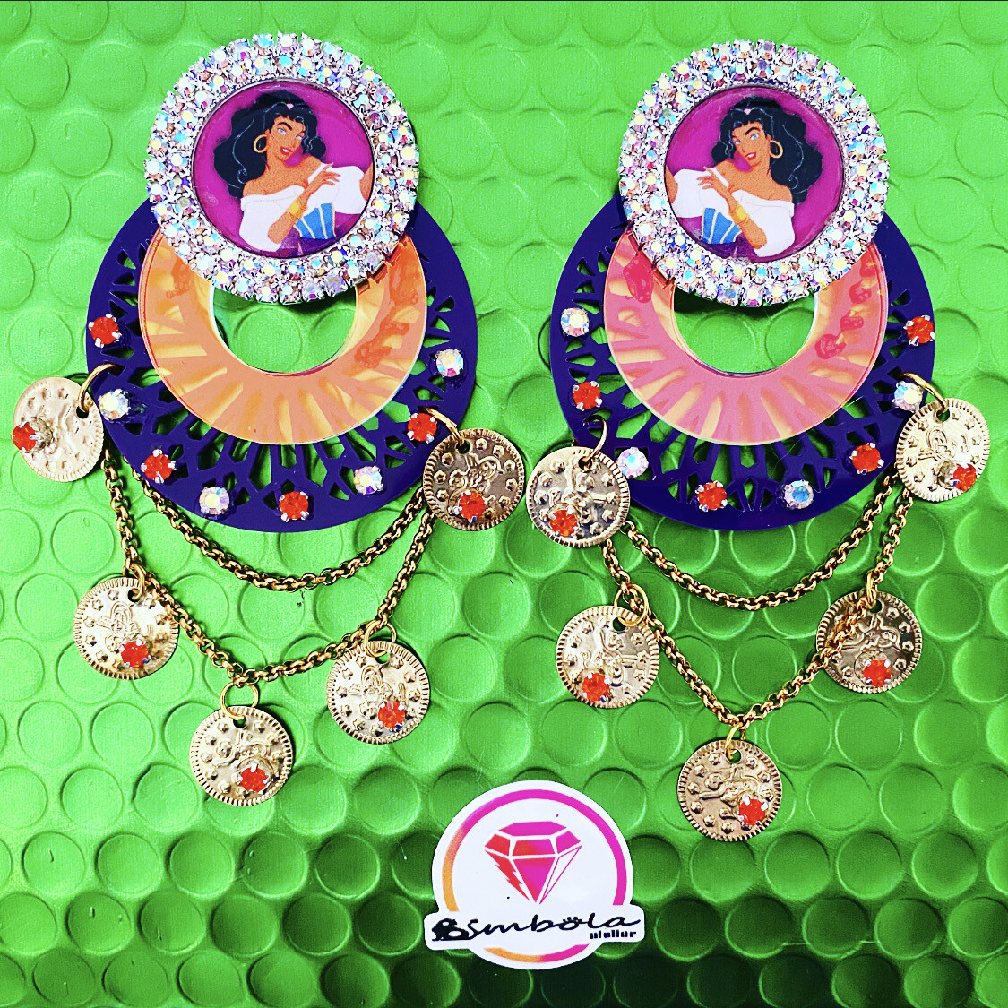 Pendientes gitana gipsy earrings pendientes etnicos pendientes strass perlas pendientes princesa Esmeralda monedas