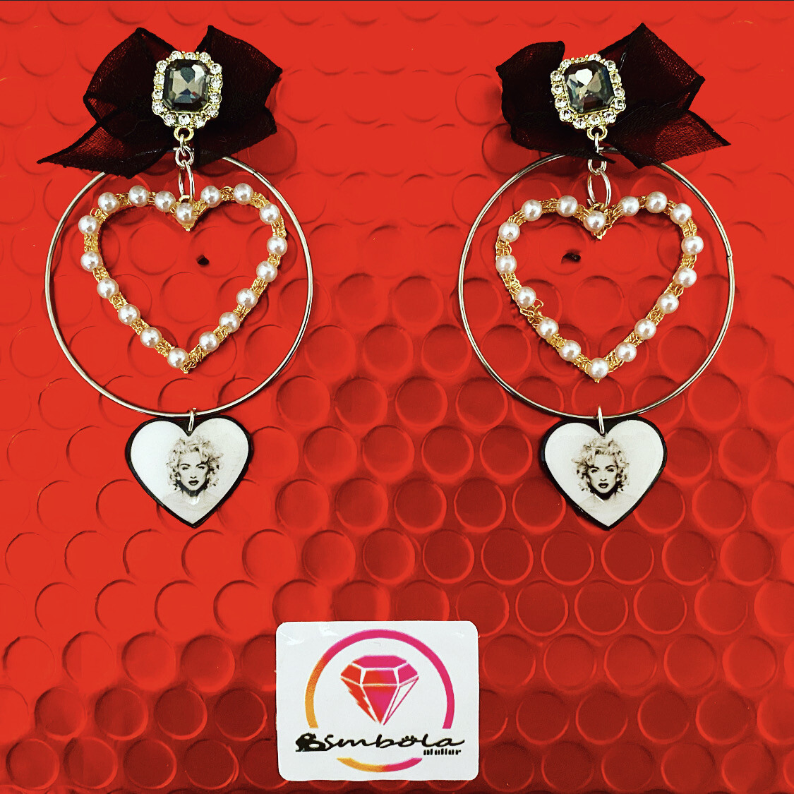 Pendientes corazones pendientes Madonna pendientes perlas Pendientes lazo
