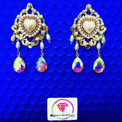 Pendientes gitana gipsy earrings pendientes etnicos pendientes strass perlas pendientes princesa 