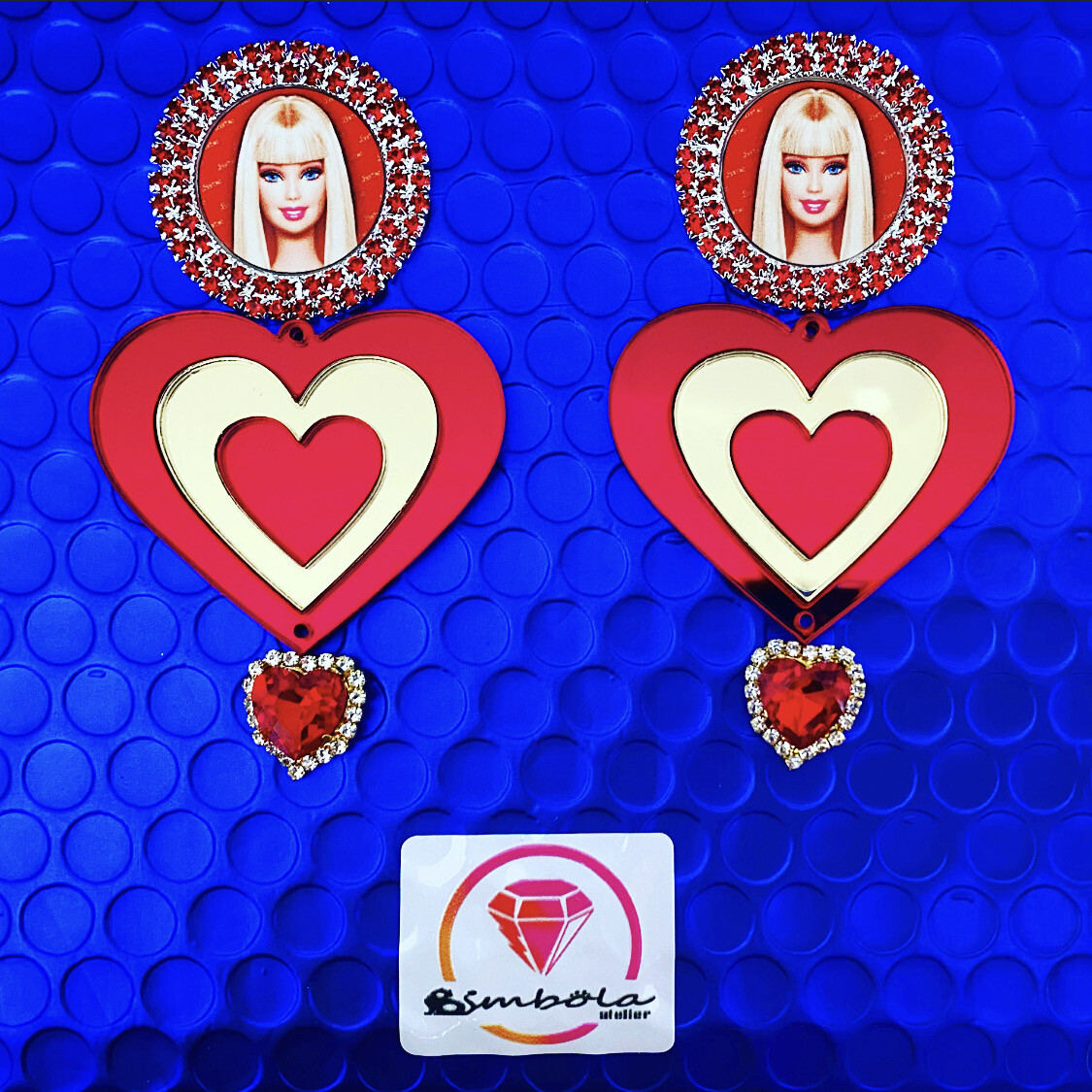 Pendientes Muñeca doll earrings pendientes barb pendientes princesa barbi corazones metacrilato 