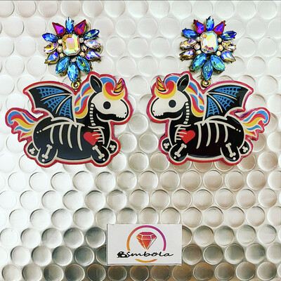 Pendientes unicornios Luxury unicorn earrings skull earrings pendientes fantasía 
