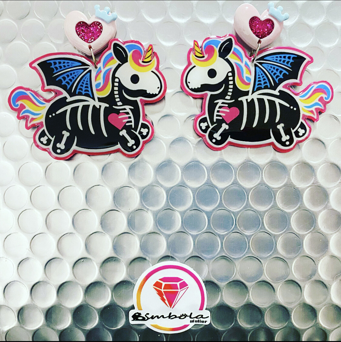 Pendientes unicornios Luxury unicorn earrings skull earrings pendientes fantasía 