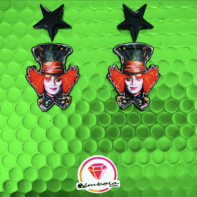 Pendientes sombrerero loco mad hatter earrings Pendientes Alicia pendientes Halloween earrings wonderland earrings ENTE SHOP DESIGN