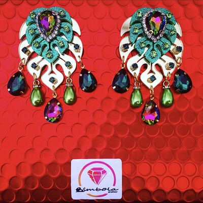 Pendientes gitana gipsy earrings pendientes etnicos pendientes strass perlas pendientes princesa tropical monstera hoja