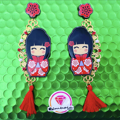 PENDIENTES GEISHA EARRINGS PENDIENTES TATTOO EARRINGS PENDIENTES JAPONESA PENDIENTES CHINA