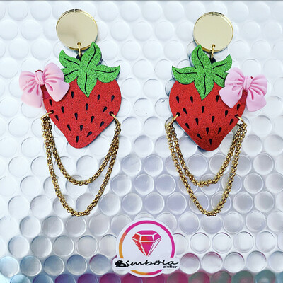 Pendientes fresas pendientes cadenas Pendientes flúor Pendientes verano pendientes frutas 