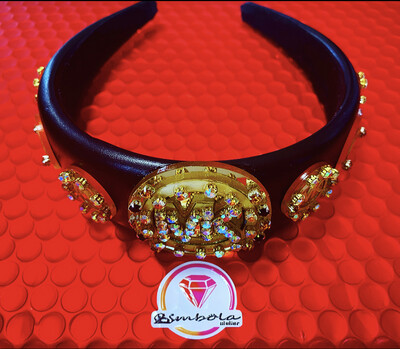 Diadema metacrilato diadema dorada diadema pedrería diadema incrustaciones
