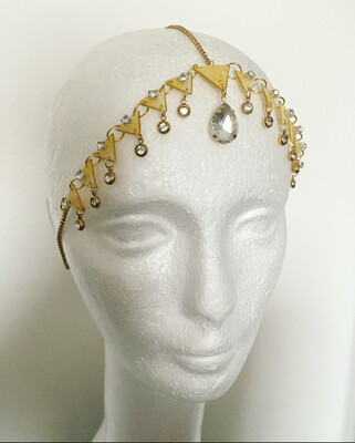 Tiara de cadena de acero Tiara cadena Fina Tiara mini charms  triangulos