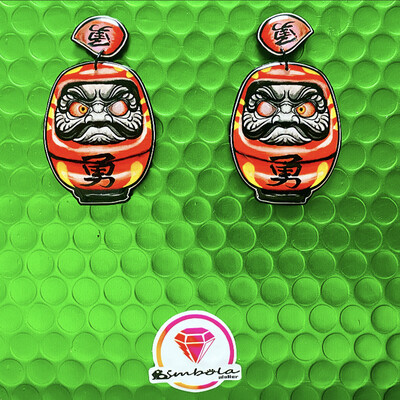 PENDIENTES DARUMA pendientes amuleto  japonés Daruma earrings EXCLUSIVE DESIGN ENTE SHOP
