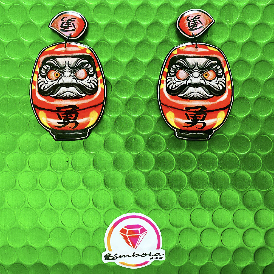 PENDIENTES DARUMA pendientes amuleto  japonés Daruma earrings EXCLUSIVE DESIGN ENTE SHOP