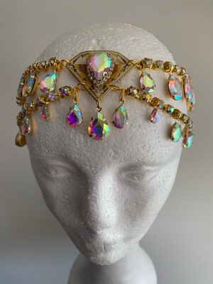 Tiara de cadena de acero Tiara cadena strass Tiara diamante pedrería lágrimas pepitas boreal oro