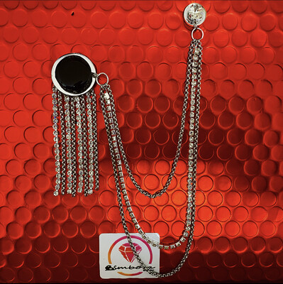 BI-PIN STRASS Pin broche doble Cadena strass Broche hombre