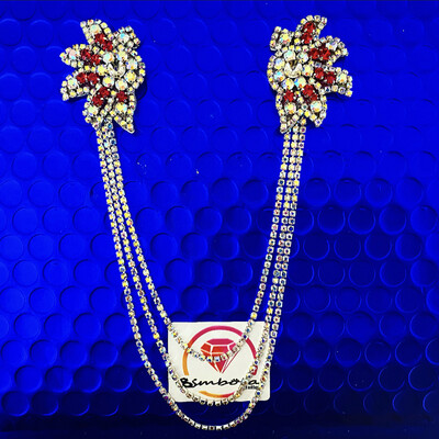 BI-PIN STRASS Pin broche doble Cadena strass Broche hombre