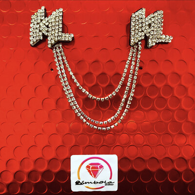 BI-PIN STRASS Pin broche doble Cadena strass Broche hombre