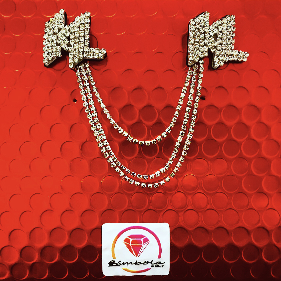 BI-PIN STRASS Pin broche doble Cadena strass Broche hombre