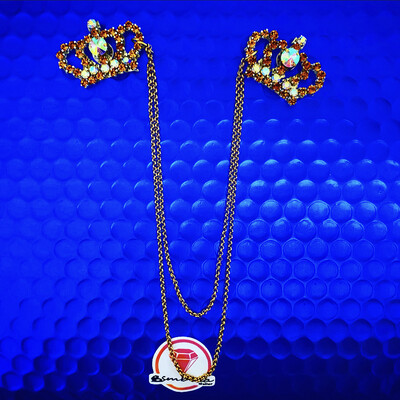 BI-PIN STRASS Pin broche doble Cadena strass Broche hombre