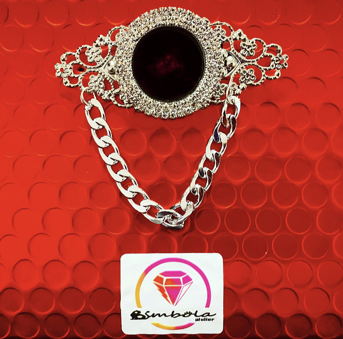 Pin broche barroco doble Cadena strass Broche hombre chaleco