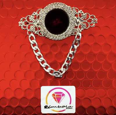Pin broche barroco doble Cadena strass Broche hombre chaleco