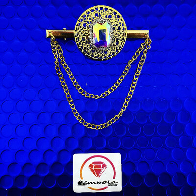 BI-PIN STRASS Pin broche doble Cadena strass Broche hombre