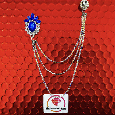 BI-PIN STRASS Pin broche doble Cadena strass Broche hombre