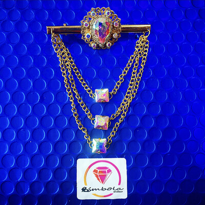 BI-PIN STRASS Pin broche doble Cadena strass Broche hombre
