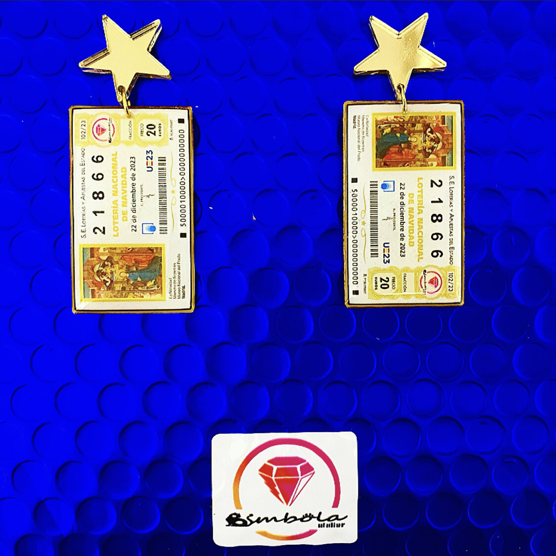 Pendientes navidad Christmas earrings pendientes decimo lotería décimo 