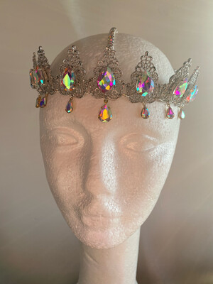 Tiara de cadena de acero Tiara cadena strass Tiara diamante pedrería lágrimas pepitas boreal oro corona
