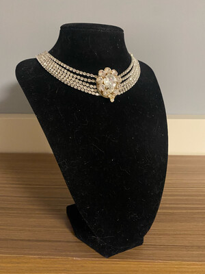Collar cadena acero collarín collar choker strass pedrería gipsy 