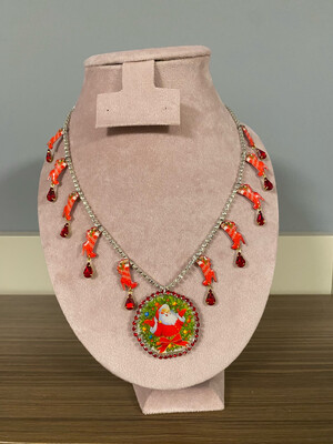 Collar cadena strass collar navidad collar papa Noel etnico gipsy 
