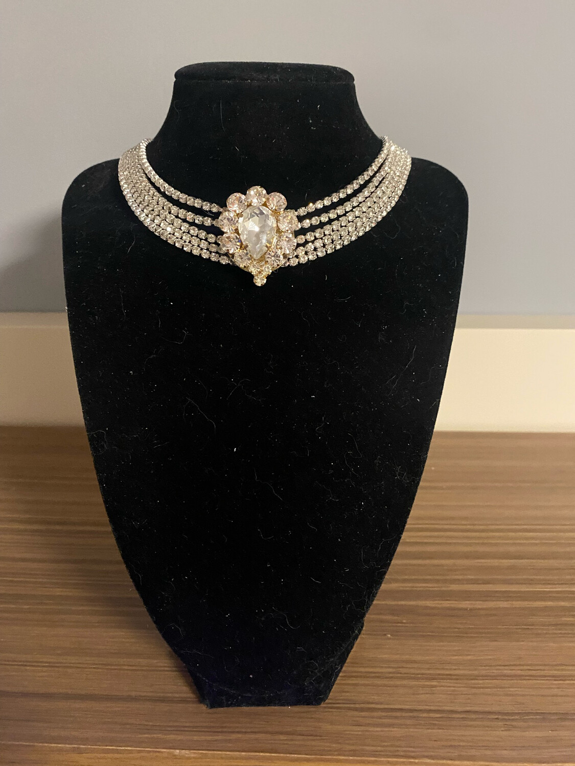 Collar cadena acero collarín collar chocker strass pedrería gipsy 