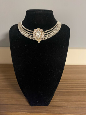 Collar cadena acero collarín collar chocker strass pedrería gipsy 
