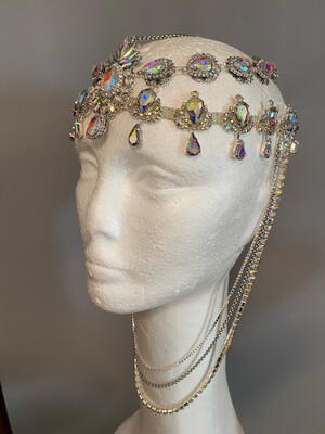 Tiara de cadena de acero Tiara cadena strass Tiara diamante pedrería lágrimas pepitas boreal oro plata boreal