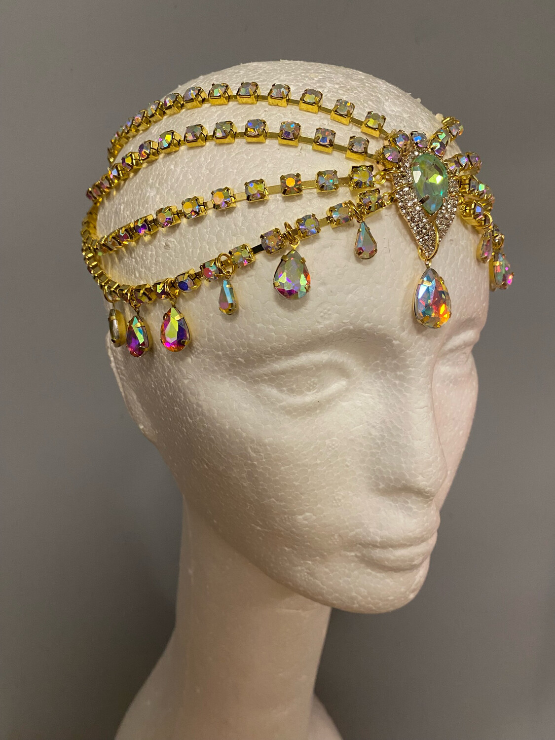 Tiara de cadena de acero Tiara cadena strass Tiara diamante pedrería lágrimas pepitas boreal oro corona