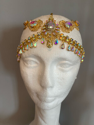 Tiara de cadena de acero Tiara cadena strass Tiara diamante pedrería lágrimas pepitas boreal oro plata boreal