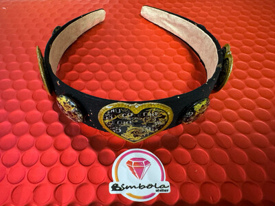 Diadema negra couture corazones diadema incrustaciones versa