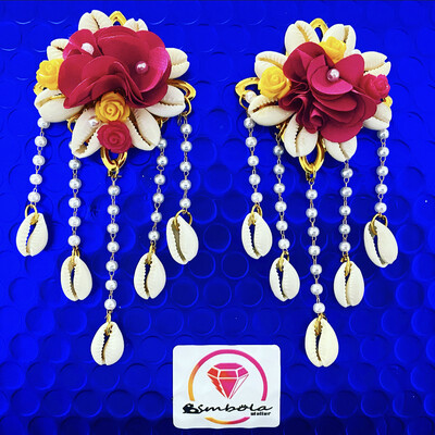 Pendientes princesa pendientes Perlas pendientes conchas flores tela