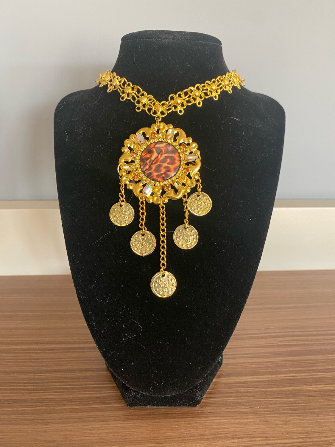 Collar barroco collar dorado collar leopardo animal print monedas