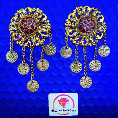 Pendientes gitana gipsy earrings pendientes etnicos pendientes animal print leopardo monedas pendientes princesa