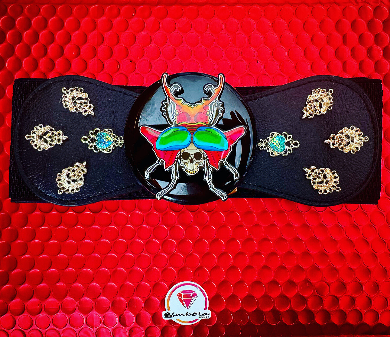 Cinto escarabajo egipcio cinturón calavera fajín cintura cuero vegano piel sintética diseño exclusivo @Ente.Shop